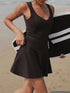 'Lyra' V-Neck Unitard Lined Active Dress - Celes Fashion
